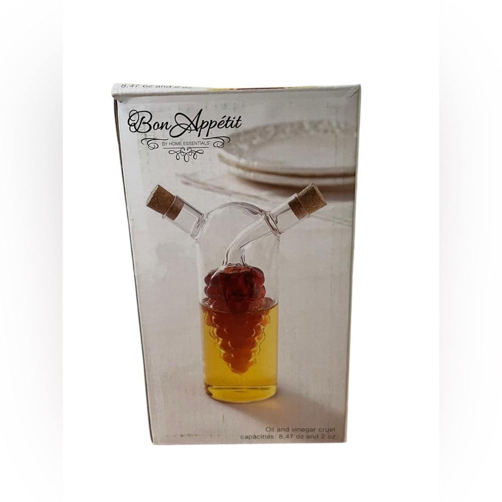 Bon Appétit Glass Oil & Vinegar Cruet Set – Grape Design | New in Box